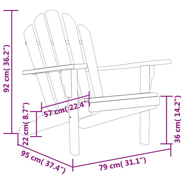 Adirondack puutarhatuoli 79x95x92 cm täysi tiikki