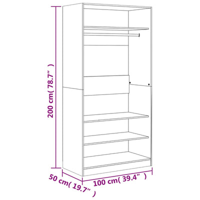 Vaatekaappi ruskea tammi 100x50x200 cm tekninen puu