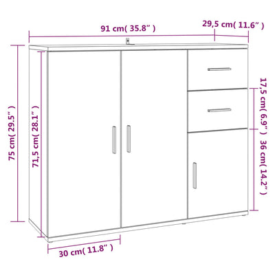 Senkki musta 91x29,5x75 cm tekninen puu