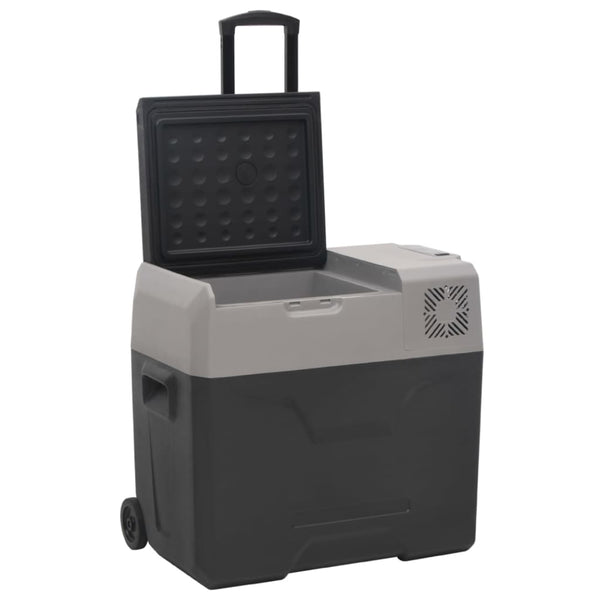 Kylmälaukku pyörillä ja adapterilla mustaharmaa 50 l PP