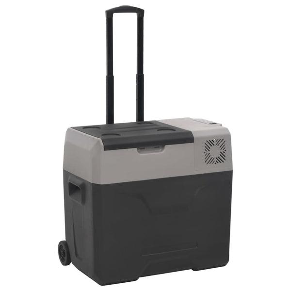 Kylmälaukku pyörillä ja adapterilla mustaharmaa 50 l PP