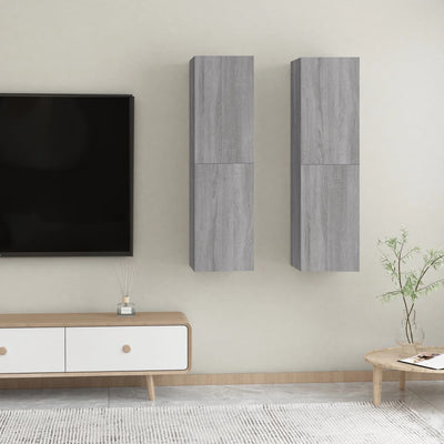 Seinäkiinnitettävät TV-tasot 2 kpl harmaa Sonoma 30,5x30x110 cm