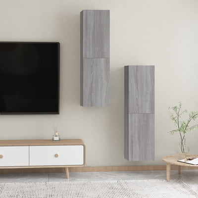 Seinäkiinnitettävät TV-tasot 2 kpl harmaa Sonoma 30,5x30x110 cm