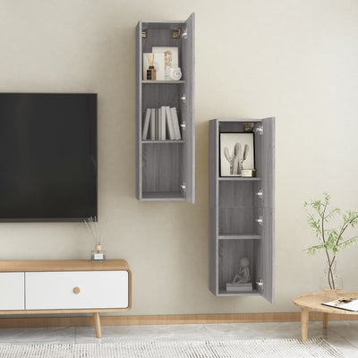 Seinäkiinnitettävät TV-tasot 2 kpl harmaa Sonoma 30,5x30x110 cm
