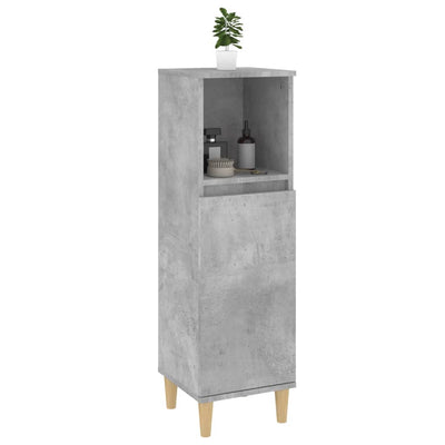 Kylpyhuoneen kaappi betoninharmaa 30x30x100 cm tekninen puu