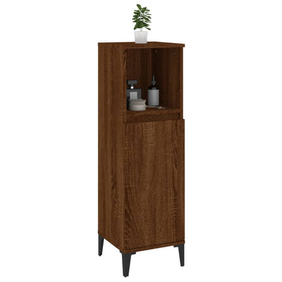 Kylpyhuoneen kaappi ruskea tammi 30x30x100 cm tekninen puu