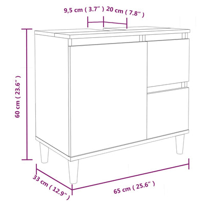Kylpyhuoneen kaappi musta 65x33x60 cm tekninen puu
