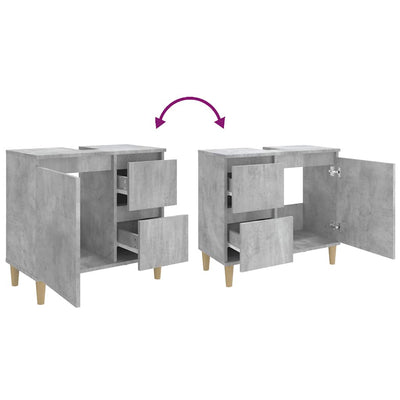 Betoninharmaa kylpyhuoneen kaappi Calipso 65x33x60cm (puinen)