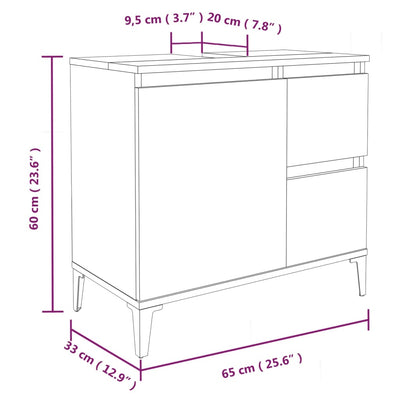 Kylpyhuoneen kaappi musta 65x33x60 cm tekninen puu
