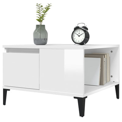 Valkoinen sohvapöytä Lucadia 55x55x36,5cm (korkeakiilto, puinen)