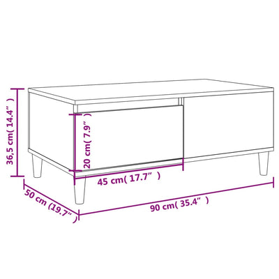 Sohvapöytä musta 90x50x36,5 cm tekninen puu