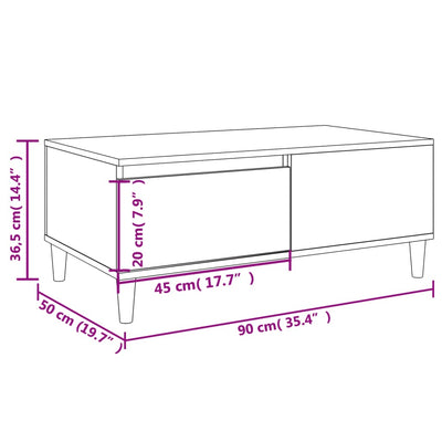 Sohvapöytä betoninharmaa 90x50x36,5 cm tekninen puu