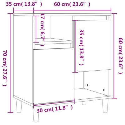 Senkki ruskea tammi 60x35x70 cm tekninen puu