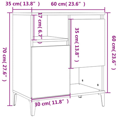 Senkki ruskea tammi 60x35x70 cm tekninen puu