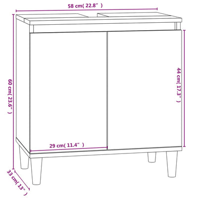 Pesuallaskaappi ruskea tammi 58x33x60 cm tekninen puu