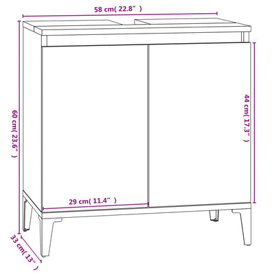 Pesuallaskaappi musta 58x33x60 cm tekninen puu