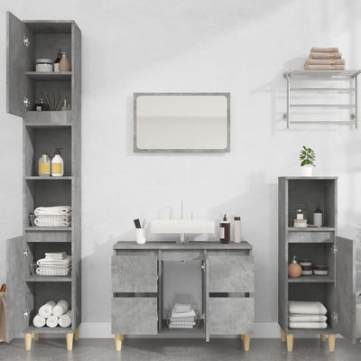 Pesuallaskaappi betoninharmaa 80x33x60 cm tekninen puu