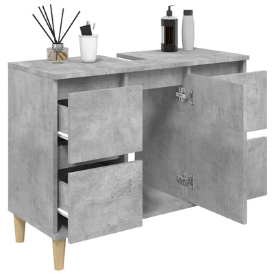 Pesuallaskaappi betoninharmaa 80x33x60 cm tekninen puu