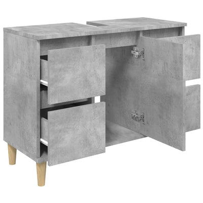Pesuallaskaappi betoninharmaa 80x33x60 cm tekninen puu