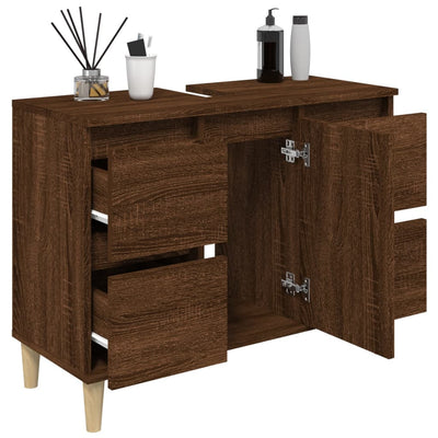 Pesuallaskaappi ruskea tammi 80x33x60 cm tekninen puu