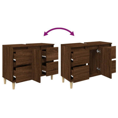 Pesuallaskaappi ruskea tammi 80x33x60 cm tekninen puu