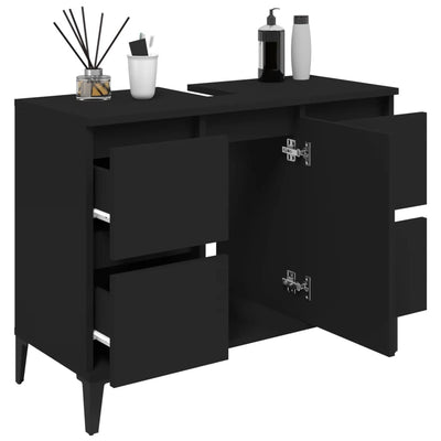 Pesuallaskaappi musta 80x33x60 cm tekninen puu