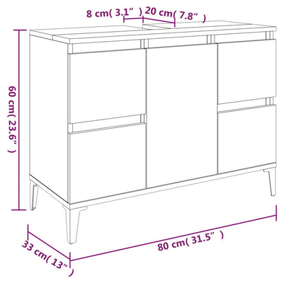Pesuallaskaappi musta 80x33x60 cm tekninen puu