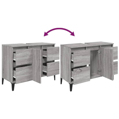 Pesuallaskaappi harmaa Sonoma 80x33x60 cm tekninen puu