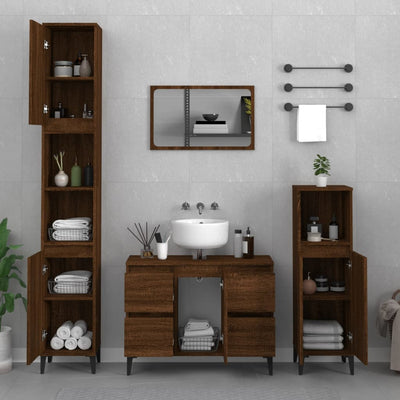Pesuallaskaappi ruskea tammi 80x33x60 cm tekninen puu