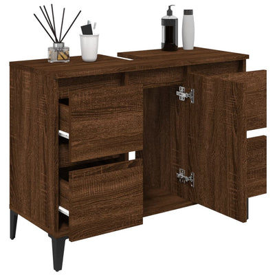 Pesuallaskaappi ruskea tammi 80x33x60 cm tekninen puu