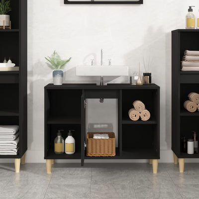 Pesuallaskaappi musta 80x33x60 cm tekninen puu