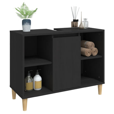 Pesuallaskaappi musta 80x33x60 cm tekninen puu