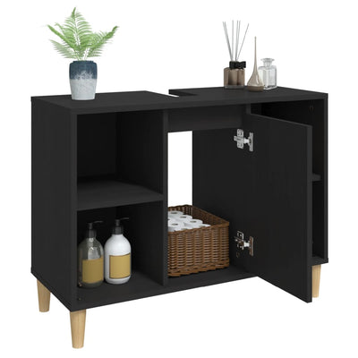 Pesuallaskaappi musta 80x33x60 cm tekninen puu