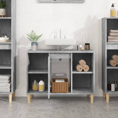 Pesuallaskaappi betoninharmaa 80x33x60 cm tekninen puu
