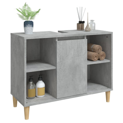 Pesuallaskaappi betoninharmaa 80x33x60 cm tekninen puu