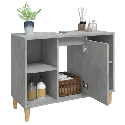 Pesuallaskaappi betoninharmaa 80x33x60 cm tekninen puu
