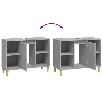 Pesuallaskaappi betoninharmaa 80x33x60 cm tekninen puu