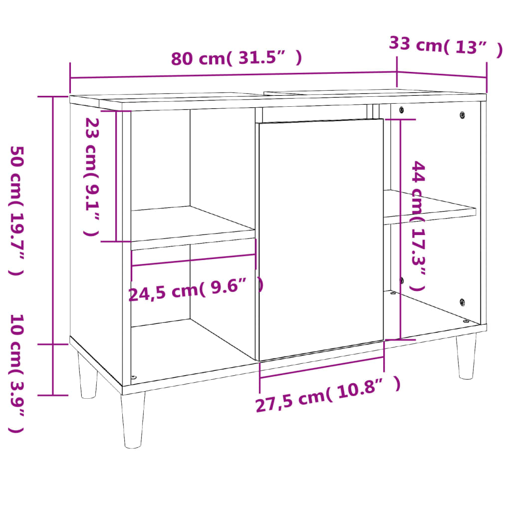 Harmaa pesuallaskaappi Gurghiu 80x33x60cm (puinen)
