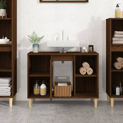 Pesuallaskaappi ruskea tammi 80x33x60 cm tekninen puu