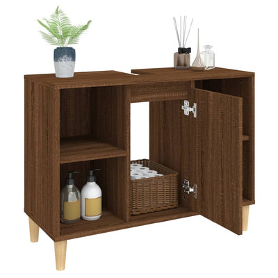 Pesuallaskaappi ruskea tammi 80x33x60 cm tekninen puu