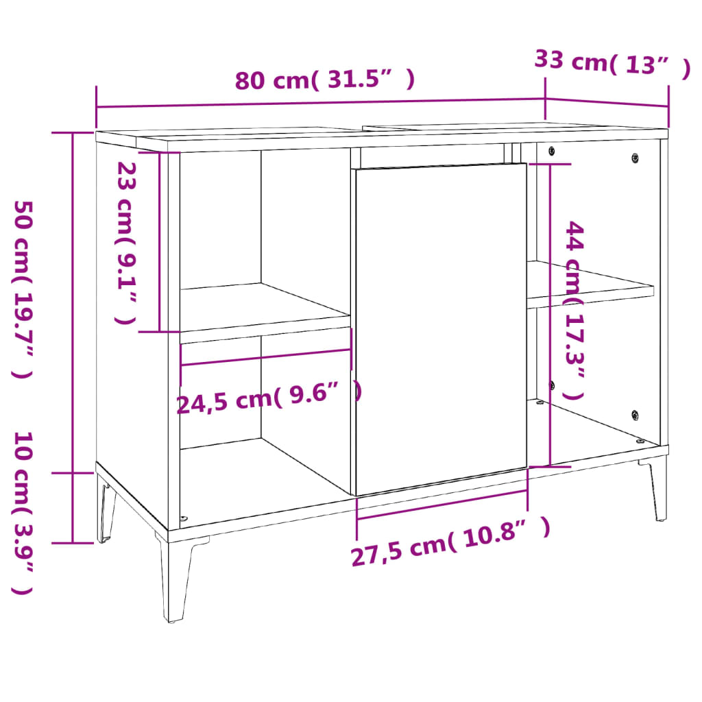 Valkoinen pesuallaskaappi Joleen 80x33x60cm (puinen)