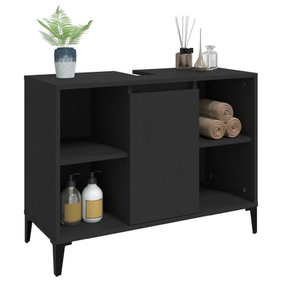 Pesuallaskaappi musta 80x33x60 cm tekninen puu