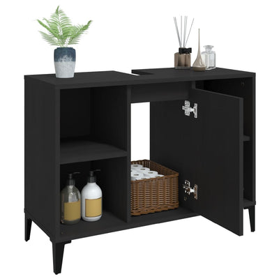 Pesuallaskaappi musta 80x33x60 cm tekninen puu