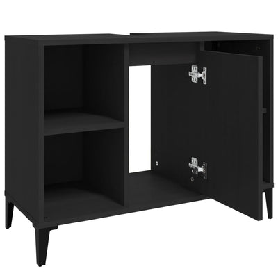 Pesuallaskaappi musta 80x33x60 cm tekninen puu