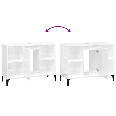 Valkoinen pesuallaskaappi Joleen 80x33x60cm (korkeakiilto, puinen)