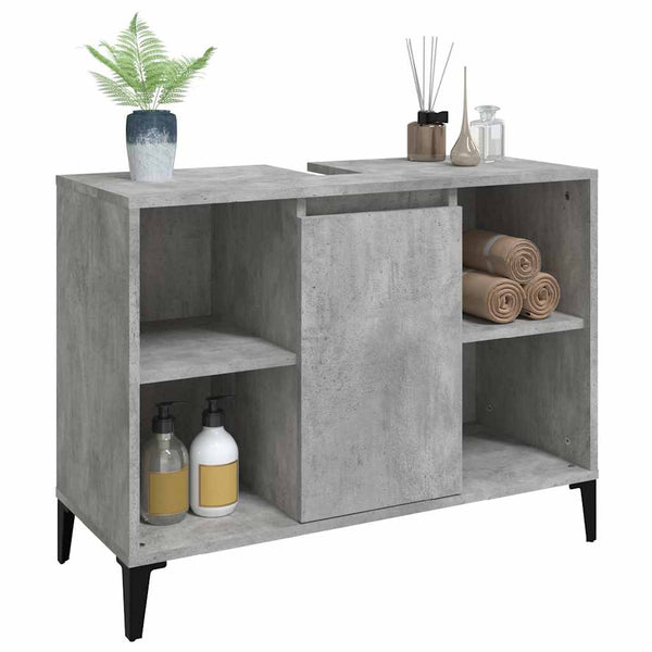 Pesuallaskaappi betoninharmaa 80x33x60 cm tekninen puu