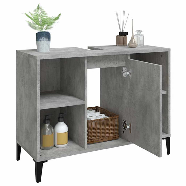 Pesuallaskaappi betoninharmaa 80x33x60 cm tekninen puu