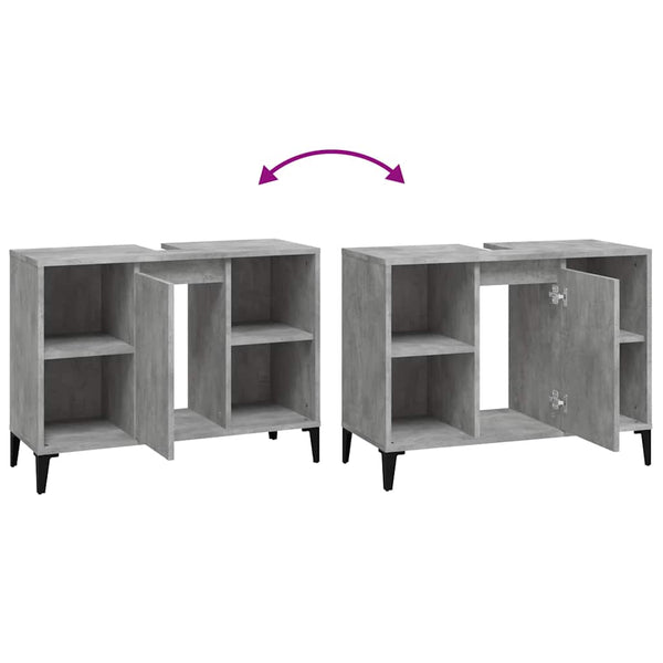 Pesuallaskaappi betoninharmaa 80x33x60 cm tekninen puu