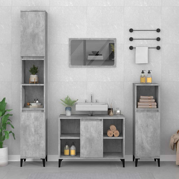 Pesuallaskaappi betoninharmaa 80x33x60 cm tekninen puu