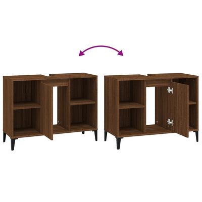 Ruskea tammi pesuallaskaappi Joleen 80x33x60cm (puinen)